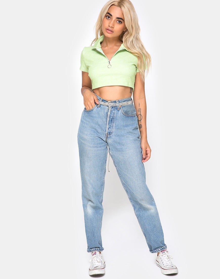 Image of Shen Crop Top in Rib Pastel Lime