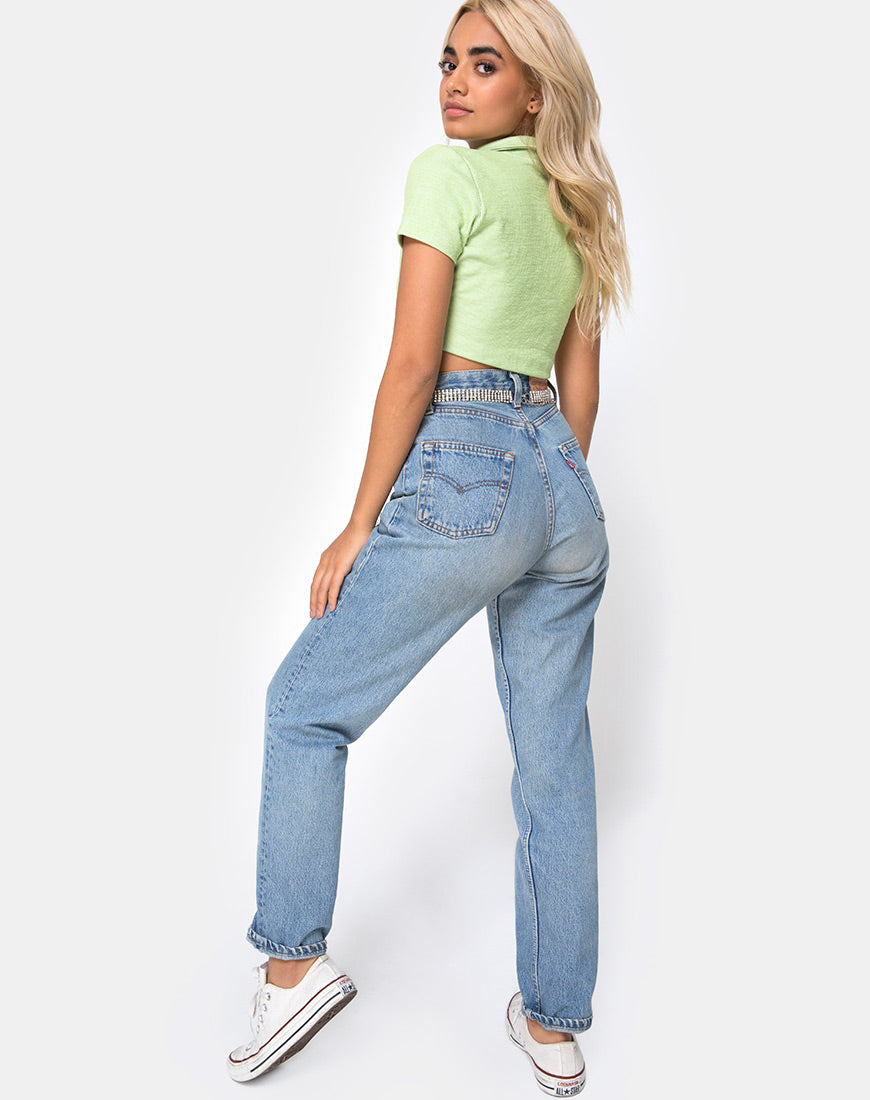 Image of Shen Crop Top in Rib Pastel Lime