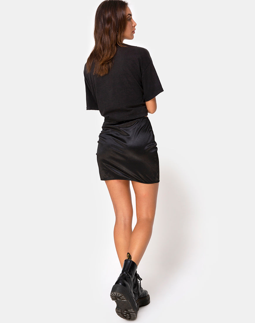 Image of Shena Mini Skirt in Satin Black