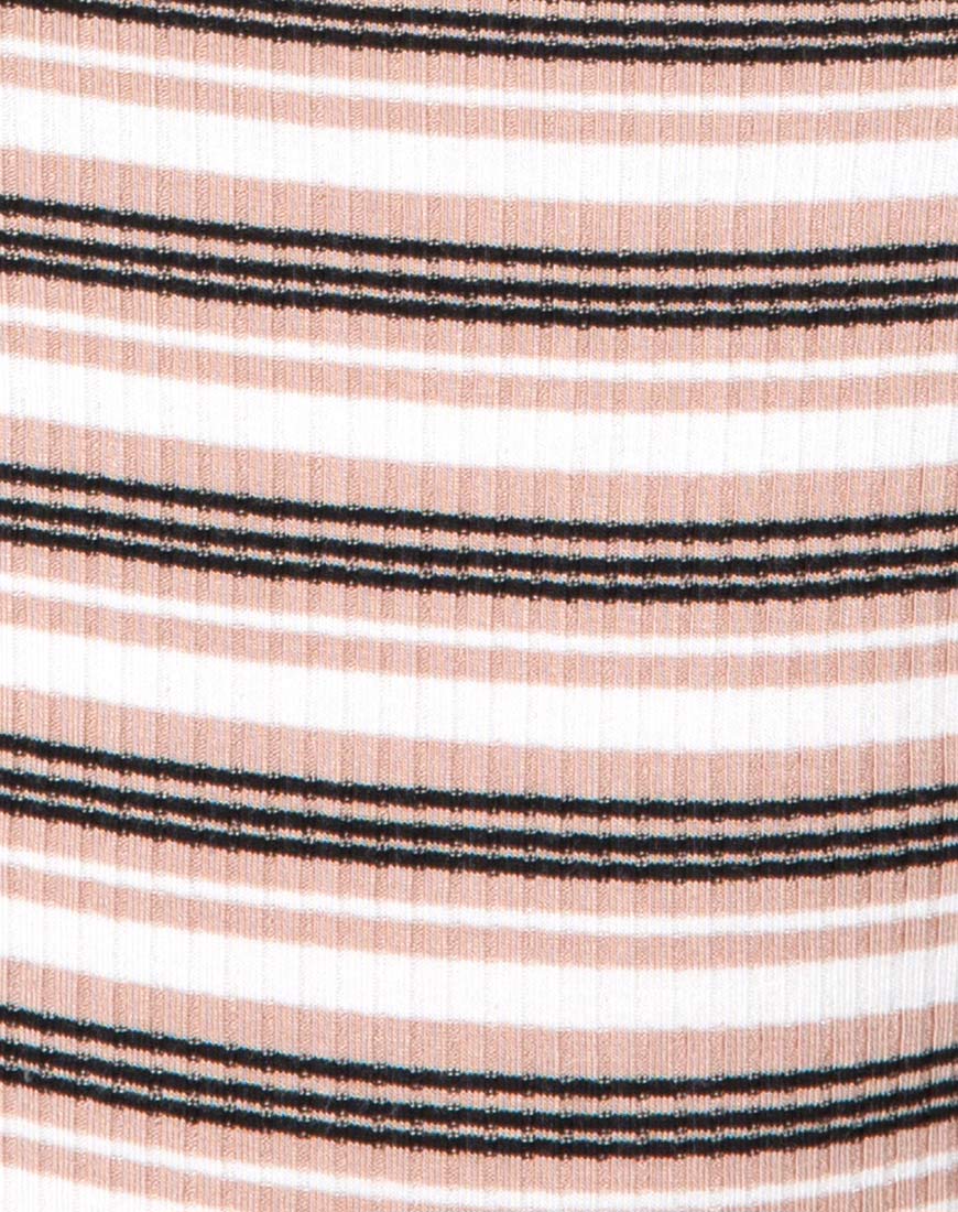 Image of Shidi Cutout Bodice in Rib Stripe Cream Black and Tan