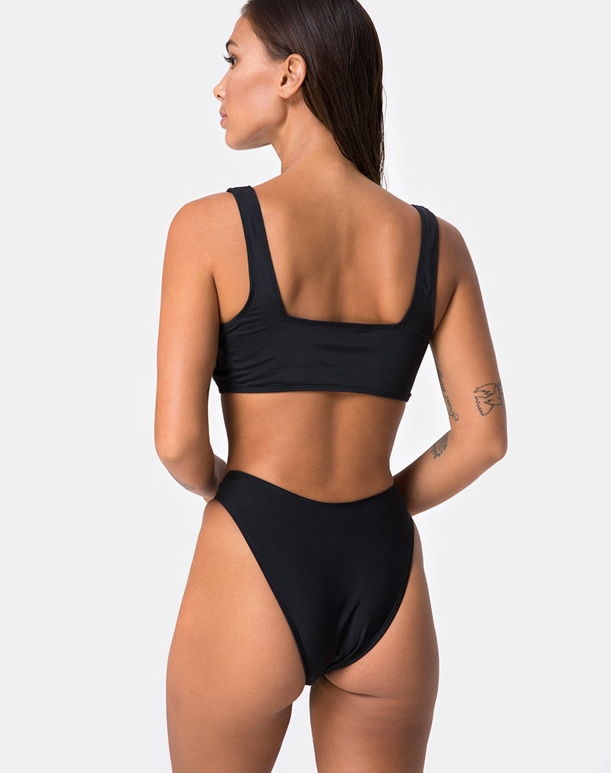 Image of Shielle Bikini Top in Black with Contrast Piping