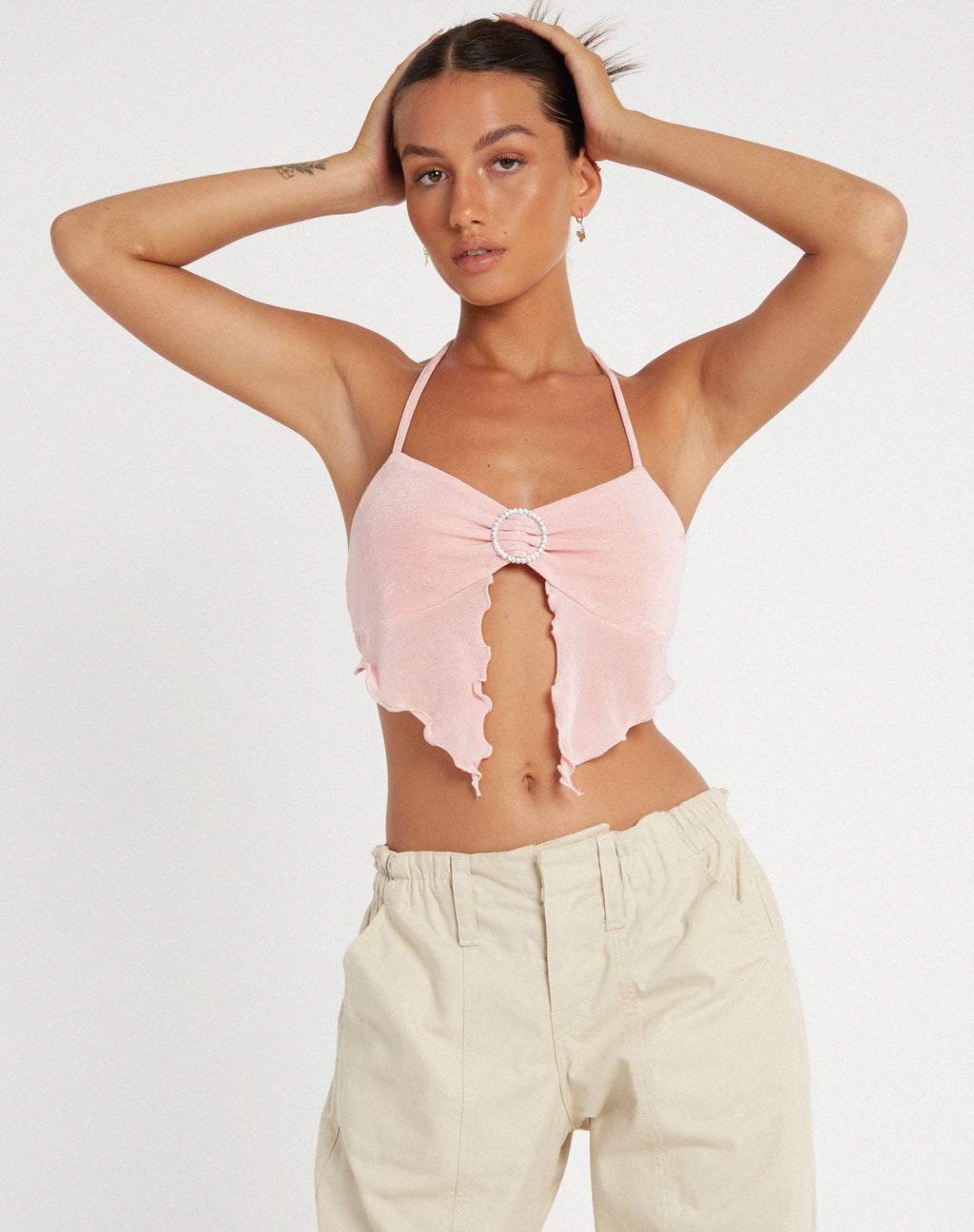 Shima Top in Crepe Baby Pink