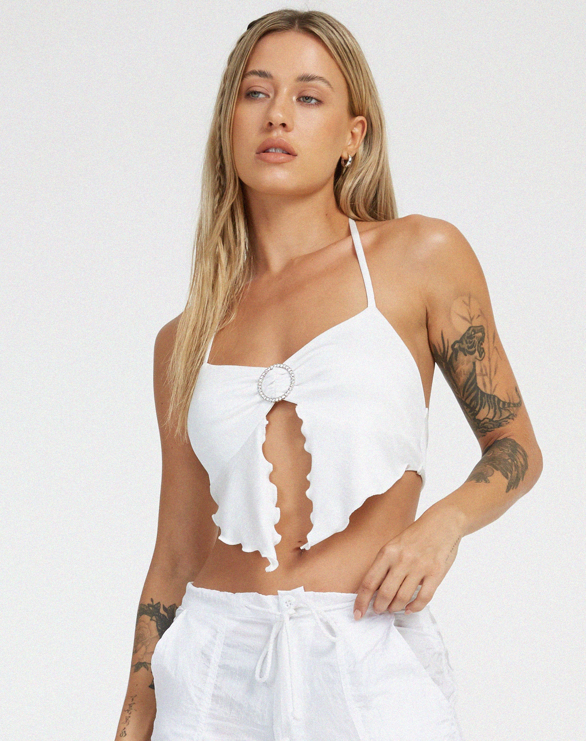 image of Shima Crop Top in White
