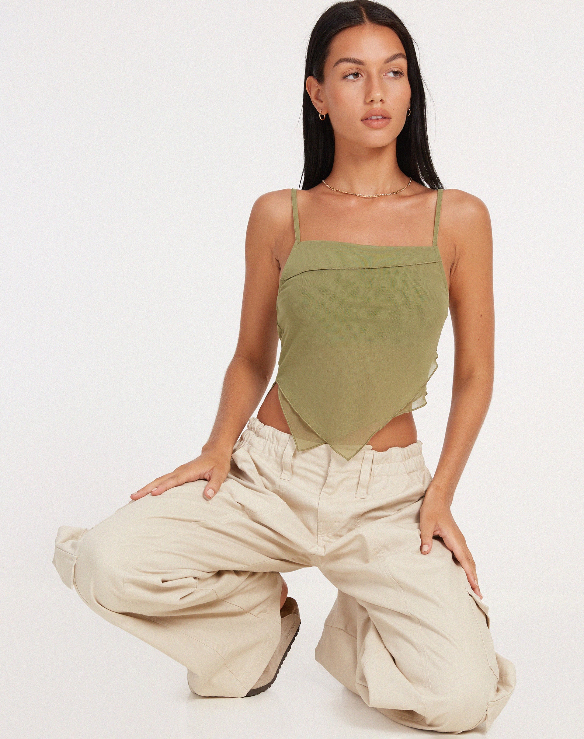 image of Shindu Top in Mesh Olive
