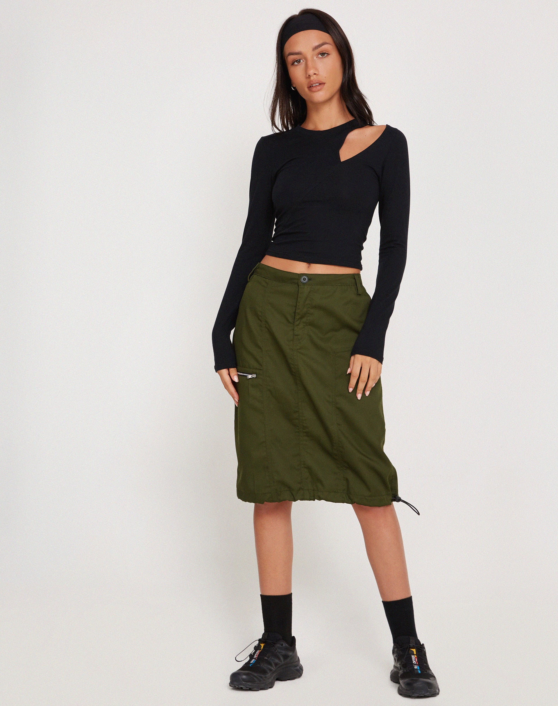 Green cargo pencil skirt online