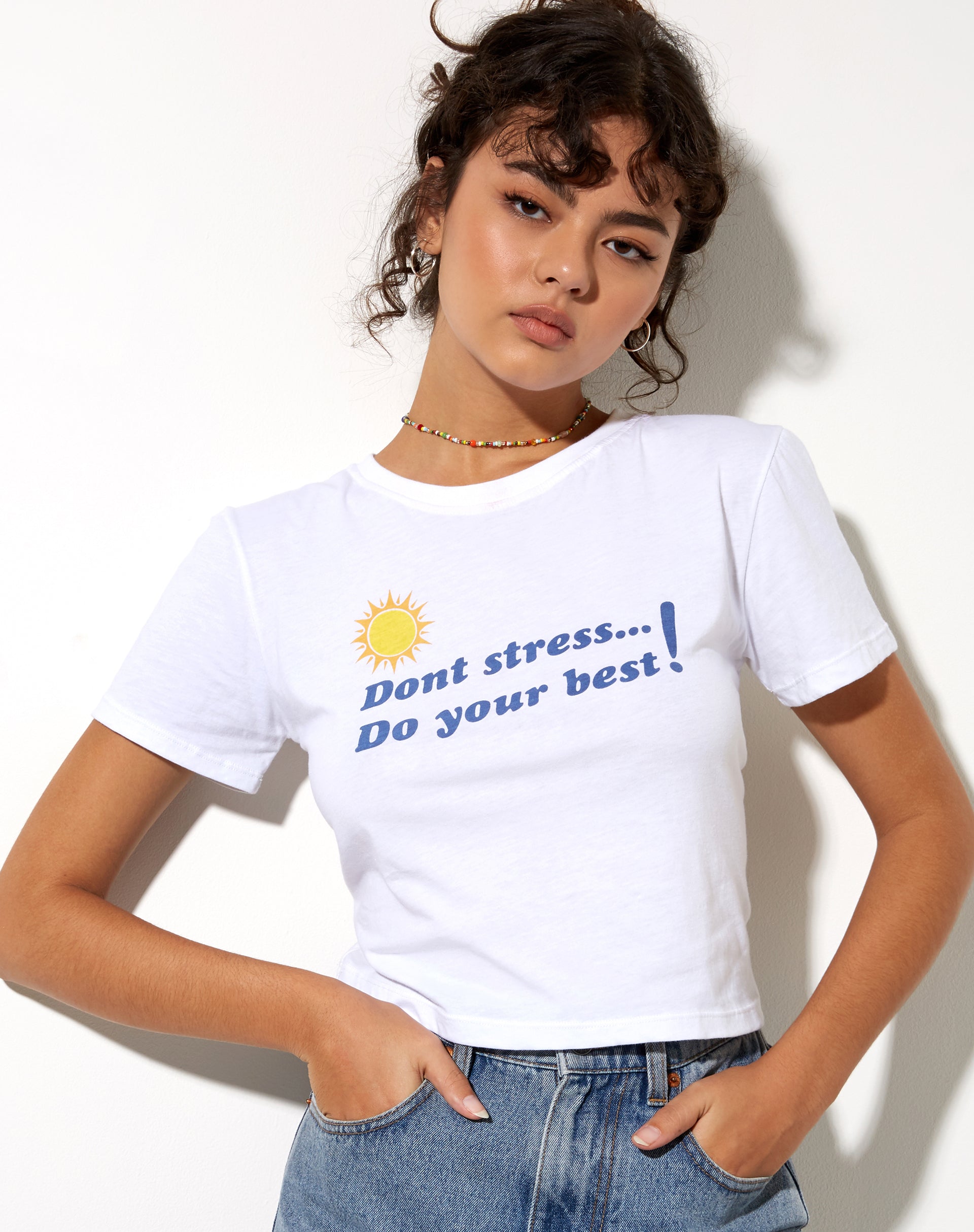 Image of Shrunk Tee in White Dont Stress Do Your Best