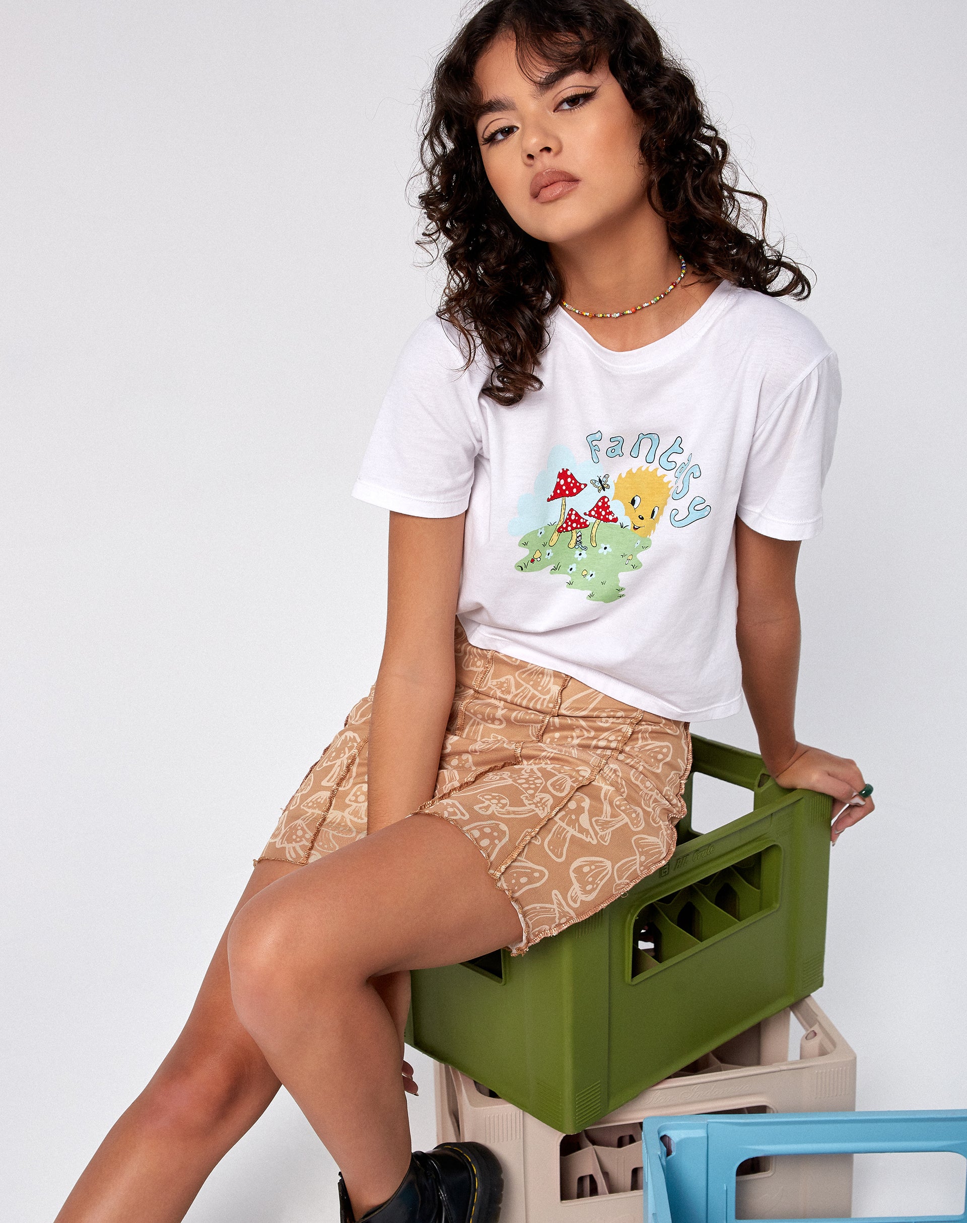 Image of Xiao Mini Skirt in Tan Mushroom