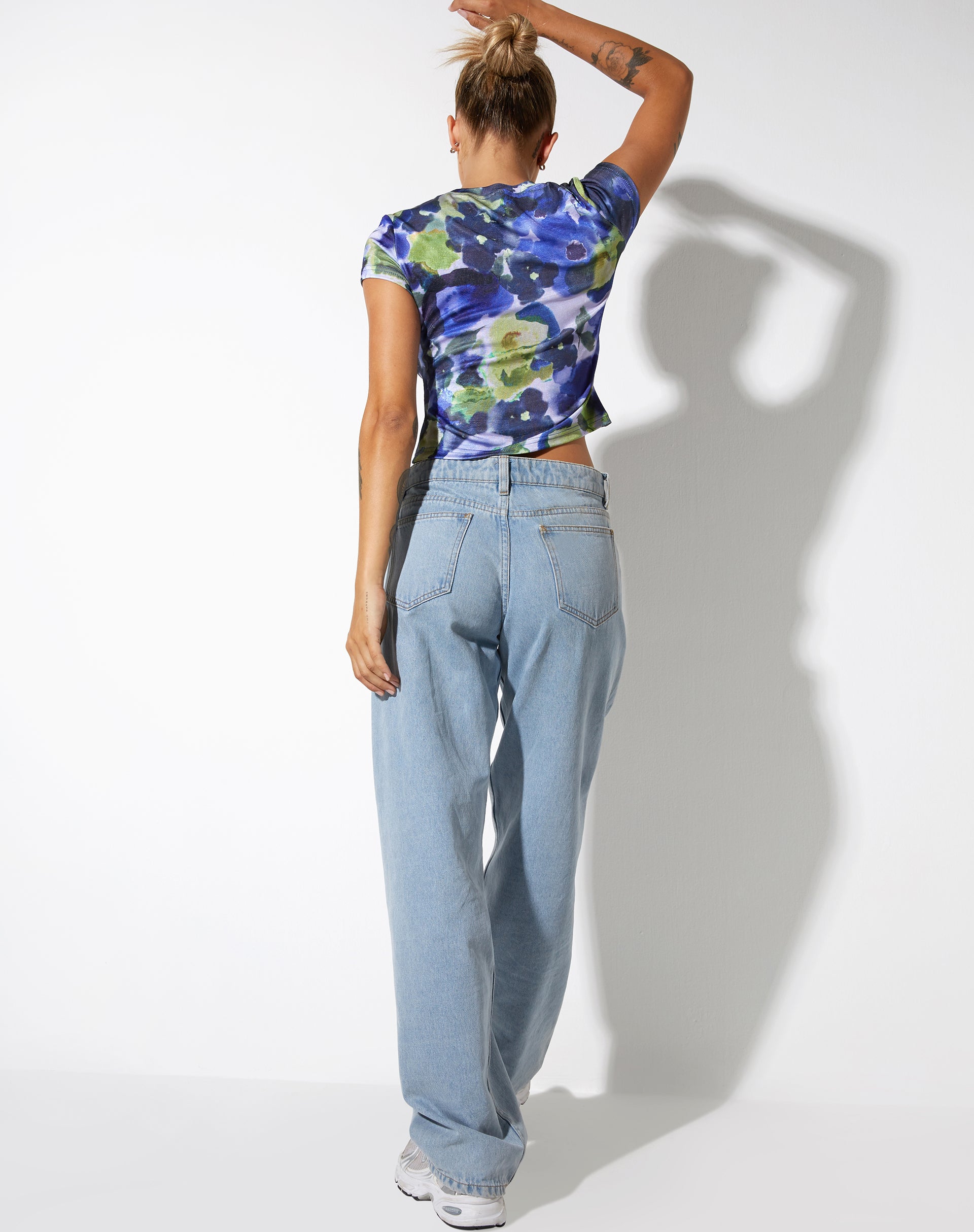 image of Sianda Crop Top in Abstract Watercolour Blue