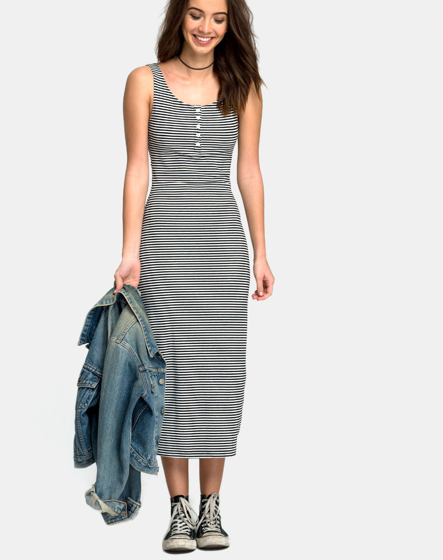 Image of Sierra Dress in Humbug Rib Black White