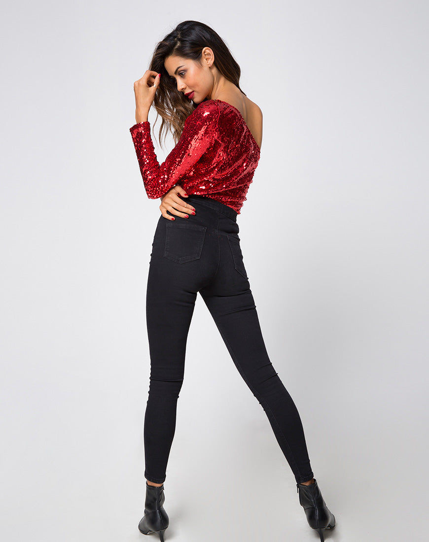 Image of Tia Top in Fishcale Sequin Ruby