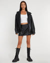 image of Sioni Wrap-Over Mini Skirt in PU Black