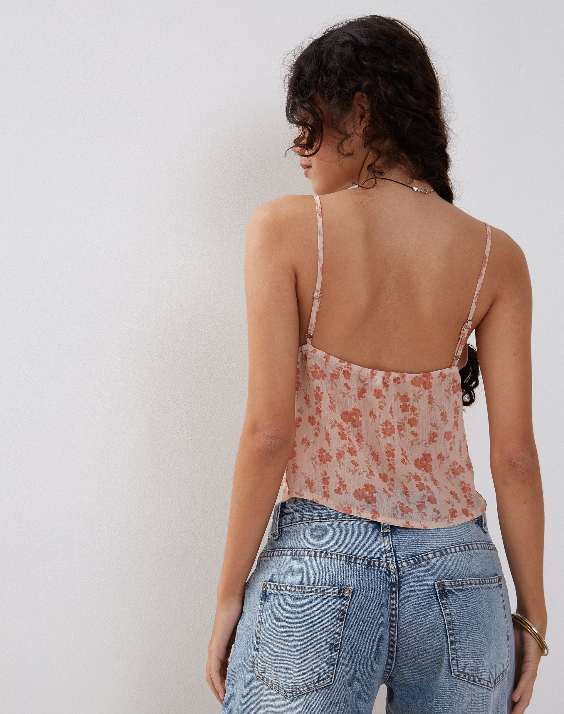 Slavina Cami Butterfly Top in Peach Cherry Blossom Slavina Cami Butterfly Top in Peach Cherry Blossom