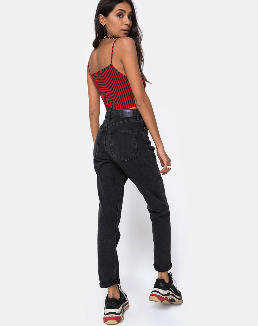 Image of Solemo Bodice in Mini Stripe Red and Black