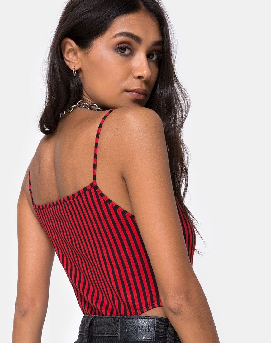 Image of Solemo Bodice in Mini Stripe Red and Black