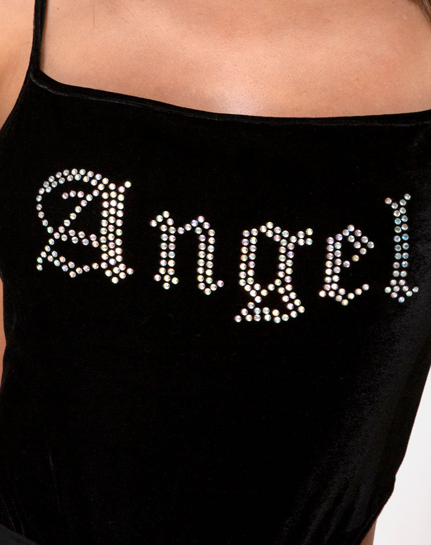 Image of Solemo Bodice in Black with Angel Diamante Hot Fix