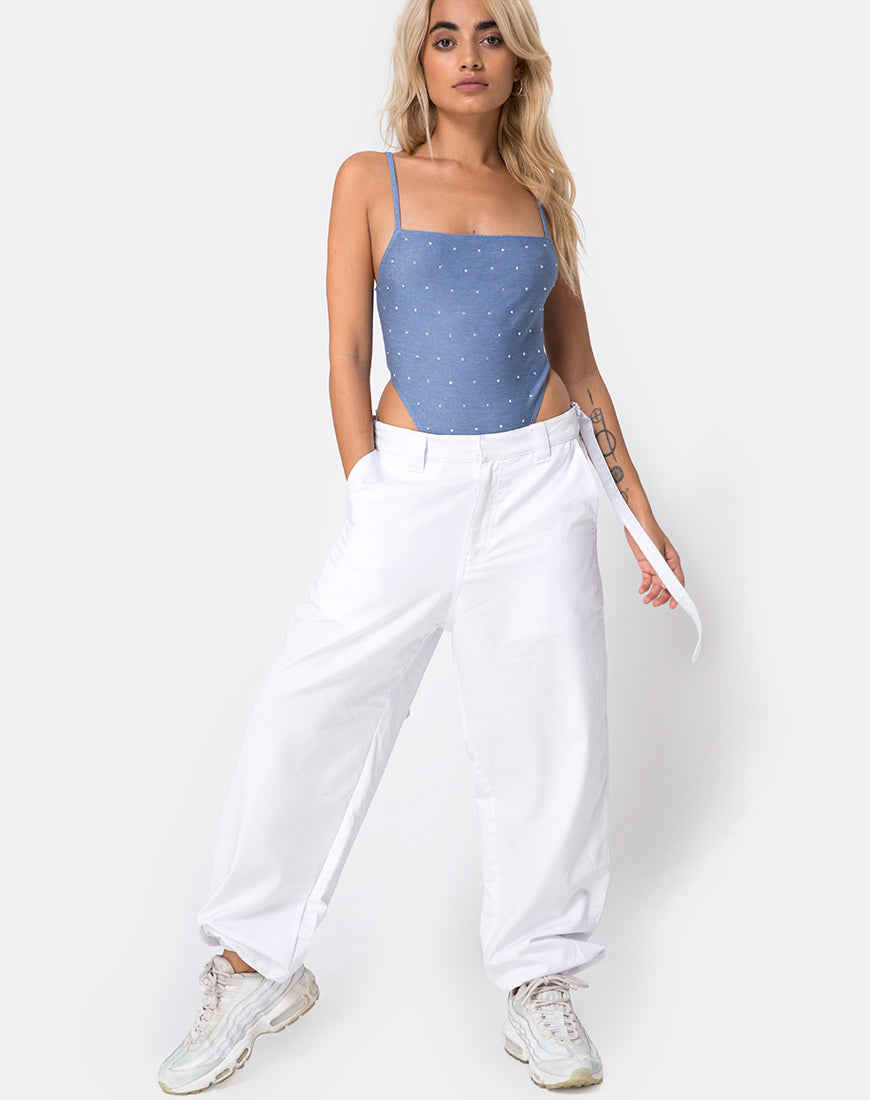 Image of Solemo Bodice in Blue Denim Hot Fix