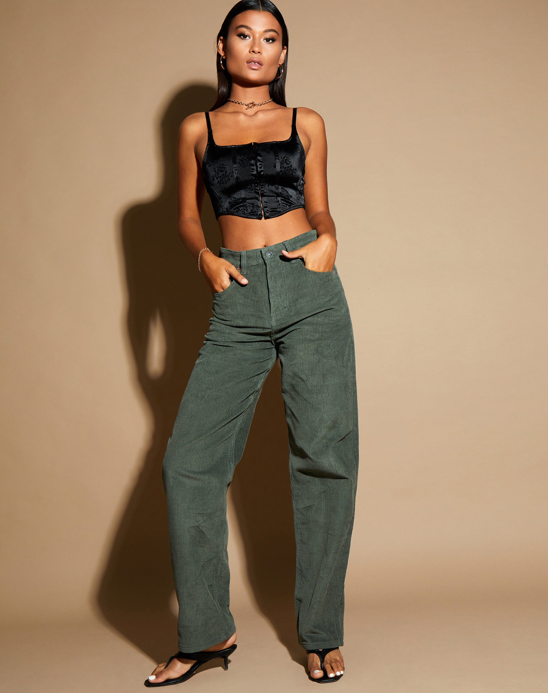 Image of Elicia Crop Top in Black Rose Flock