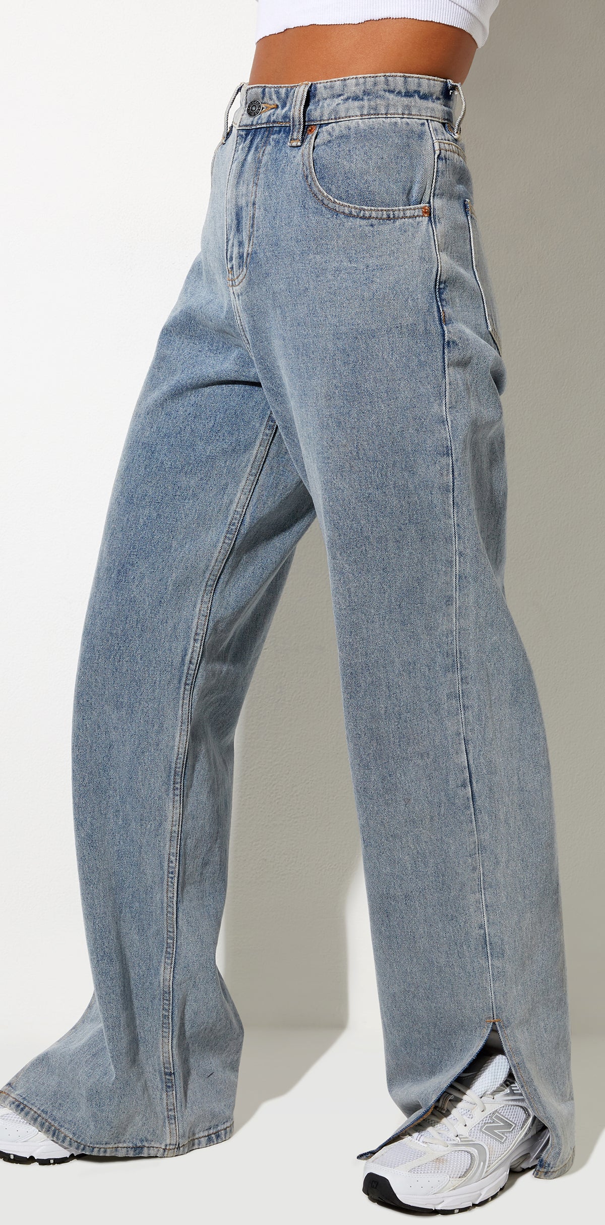 Light Blue Wide Leg Split Hem Jeans | Parallel – motelrocks.com
