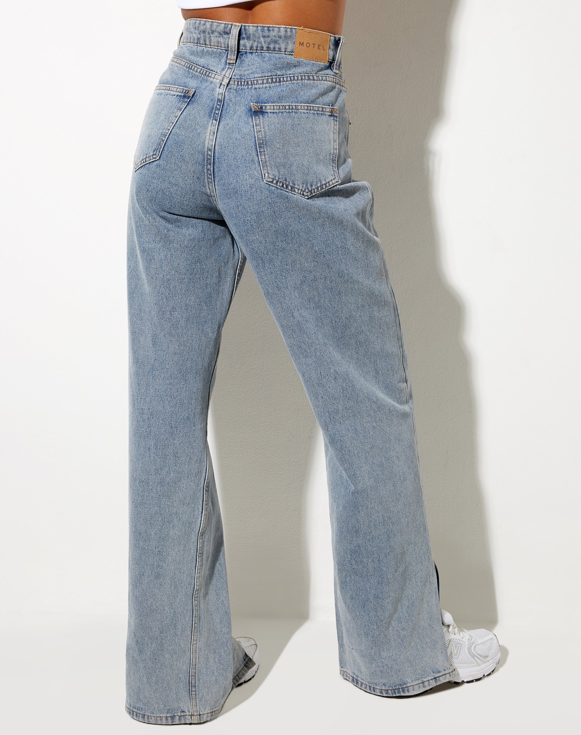Image of Split Parallel Jeans in Light Blue Wash