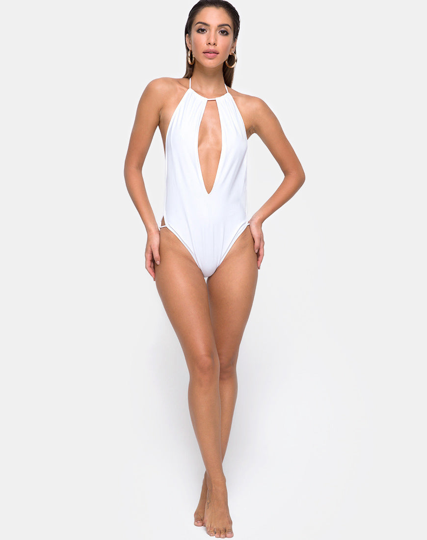 Image of Split Swimsuit in White