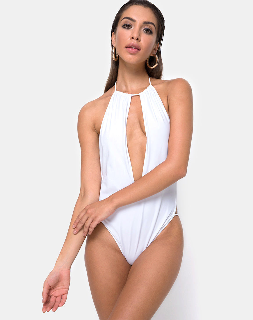Image of Split Swimsuit in White