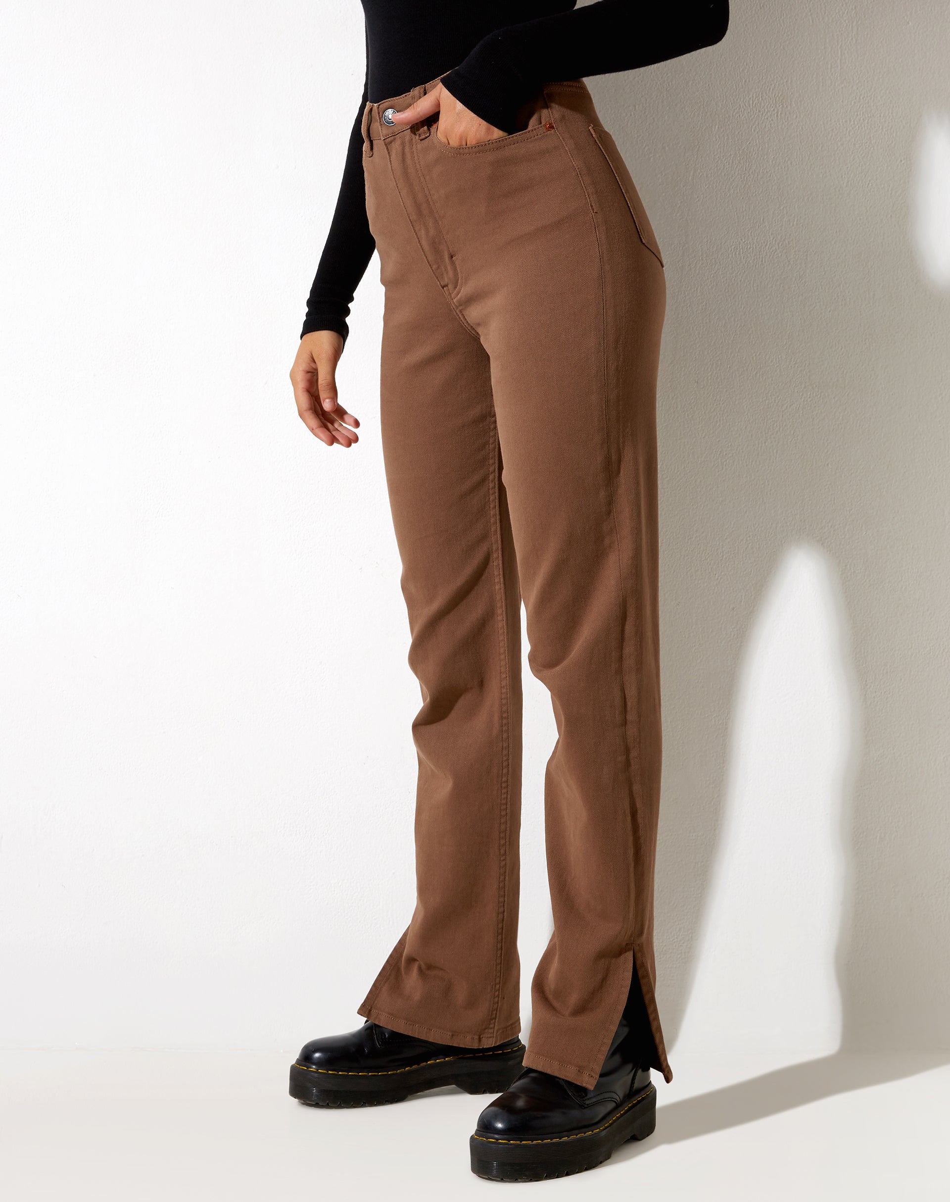 Image of Straight Leg Jeans in Rich Brown