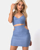 Image of Suky Mini Skirt in Blue Denim Hot Fix