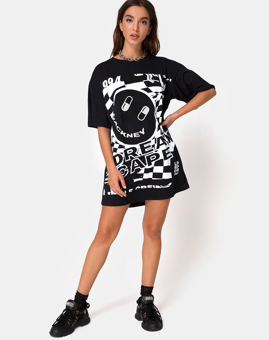 Image of Sunny Kiss Tee in Black with White Dream Scape