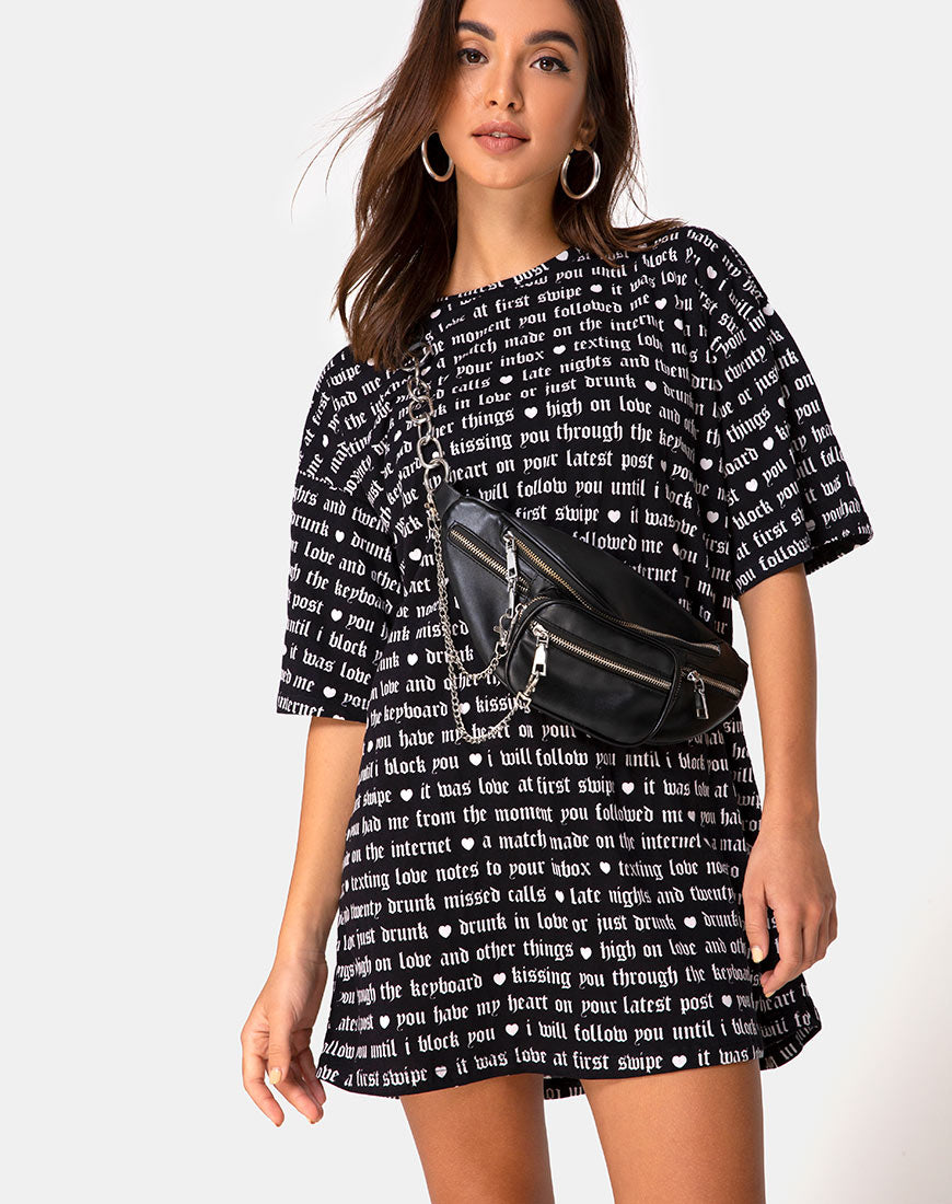 Image of Sunny Kiss Tee in Black with Love At First Swipe Print