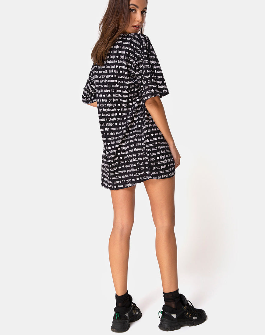 Image of Sunny Kiss Tee in Black with Love At First Swipe Print