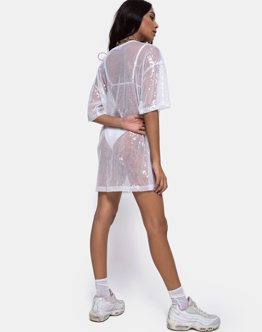 Image of Sunny Kiss Tee in Sheer White Clear Sequin