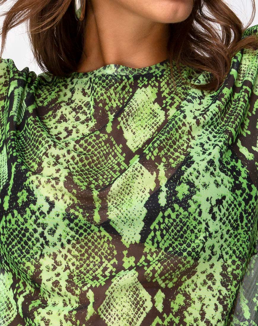 Image of Sunny Kiss Oversize Tee in Slime Lime Snake Mesh