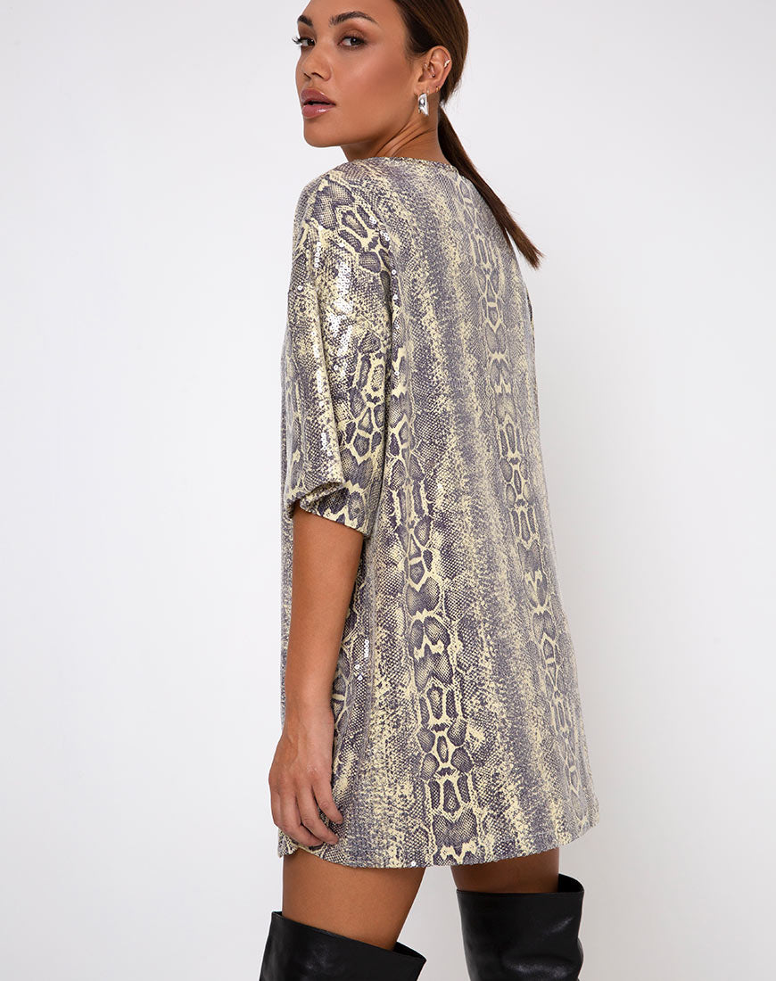 Sunny Kiss Tee in Acid Snake Clear Sequin