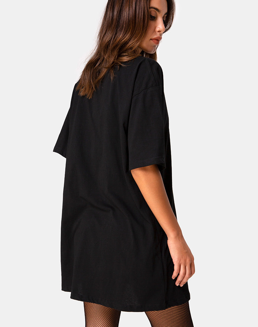 Image of Sunny Kiss Oversize Tee in Black with Pink Tribal