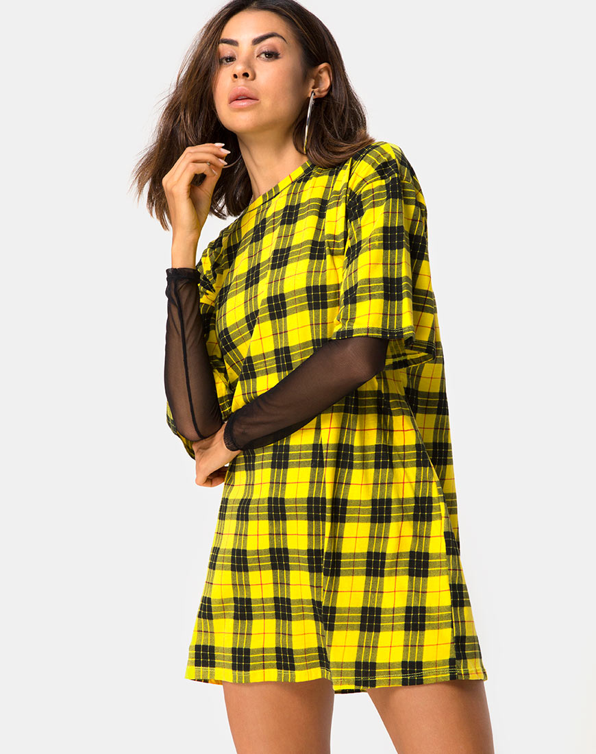 Sunny Kiss Dress in Winter Plaid Yellow