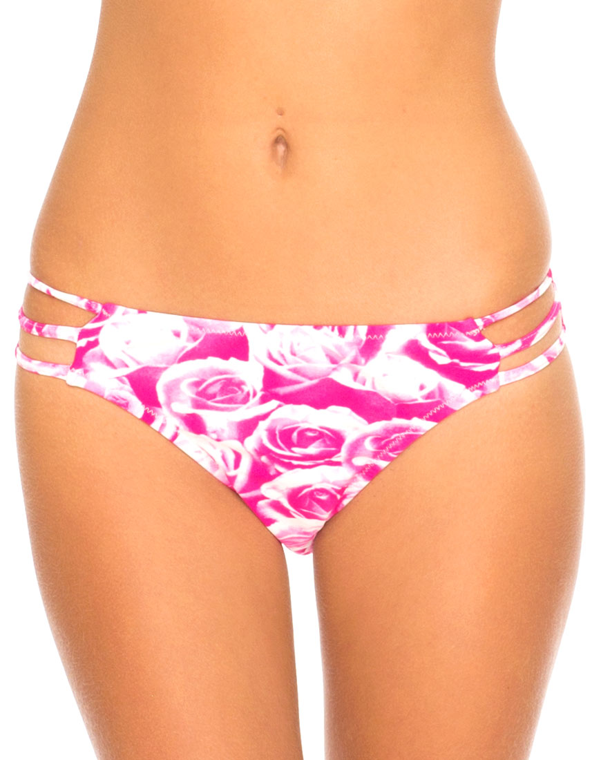 Image of Motel Sunstone Strappy Bikini Bottom in Monorose Pink