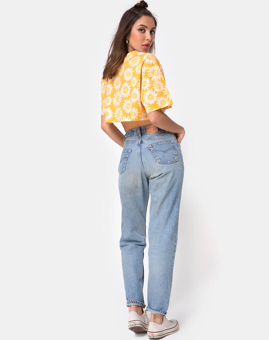 Image of Super Crop Tee in Sunkissed Floral Yellow