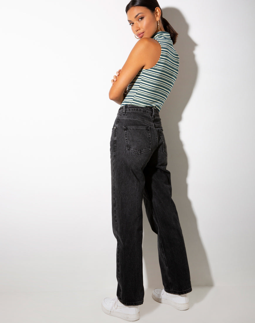 Image of Suri Top in Dark Green Light Green and White