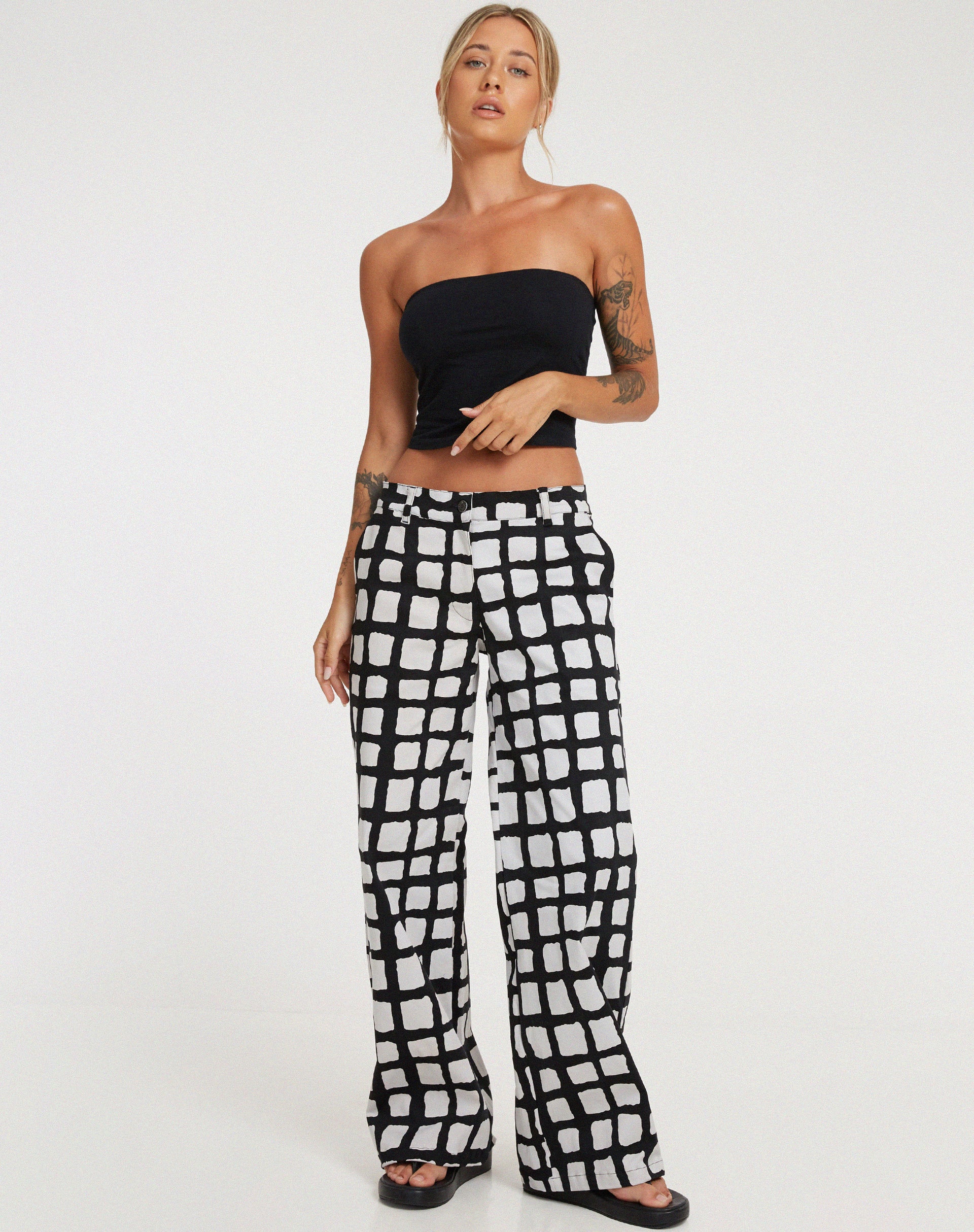 Tartan straight hot sale leg trousers