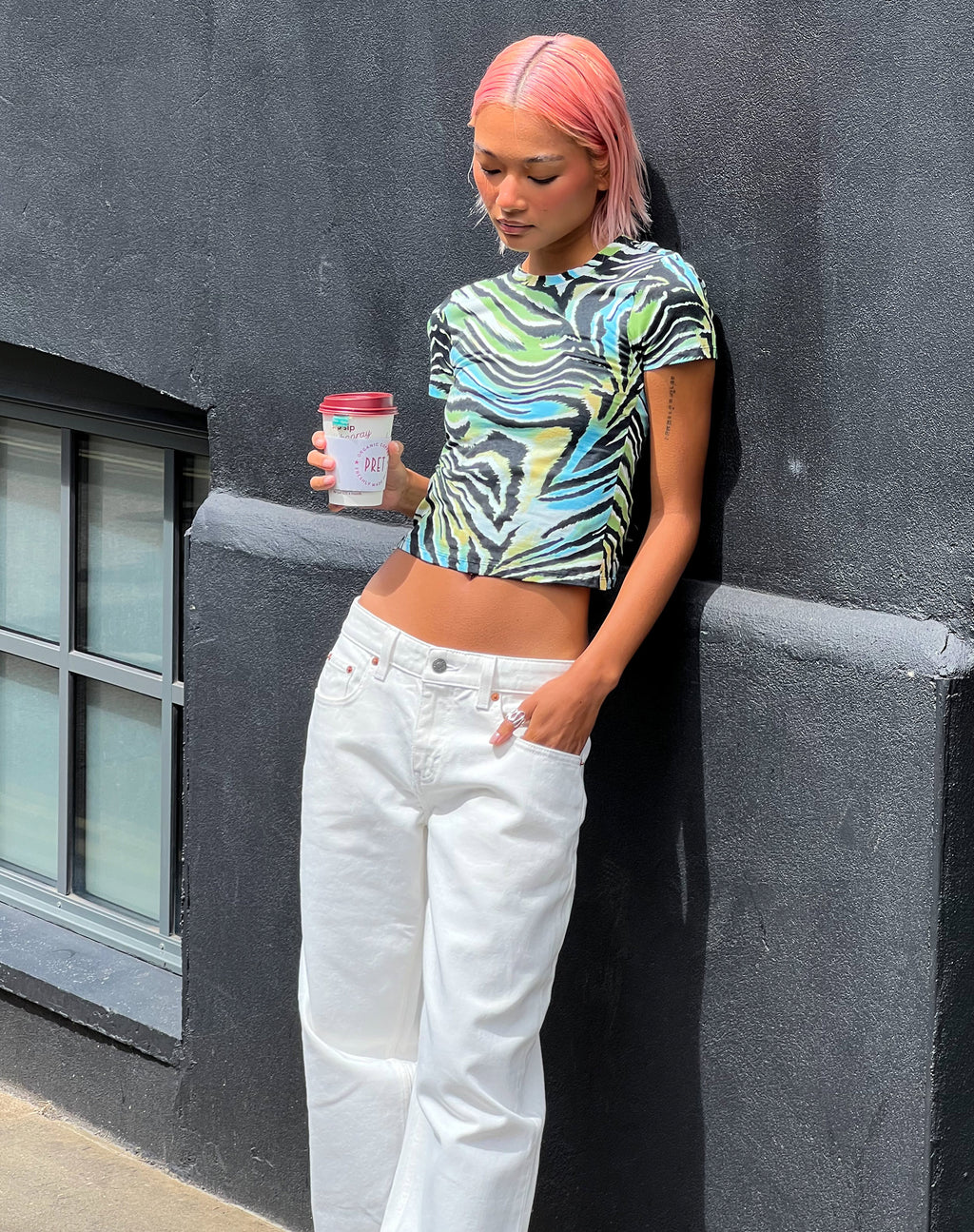 Surtie Crop Top in Warped Zebra Blue