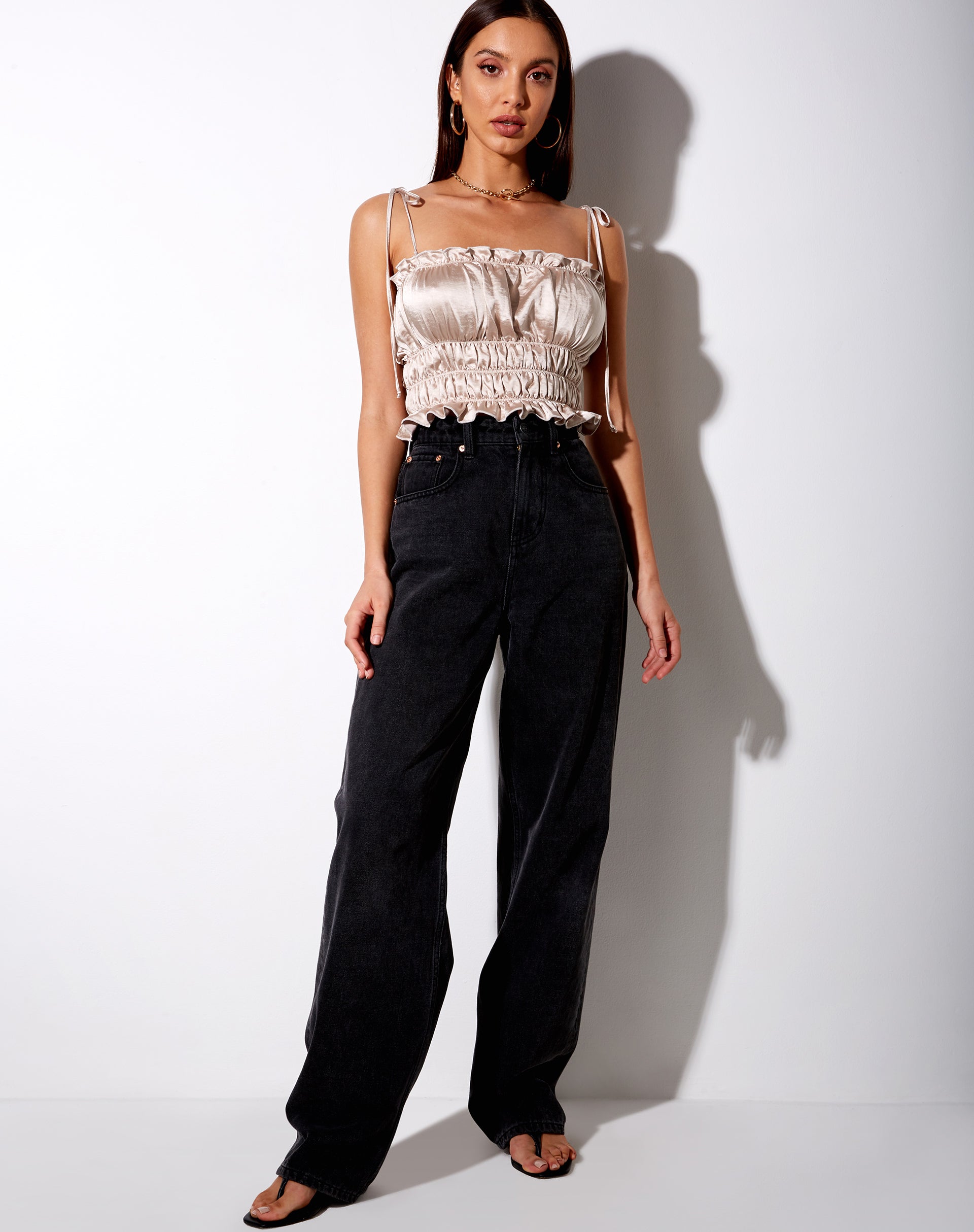 Image of Silvia Cami Top in Satin Champagne