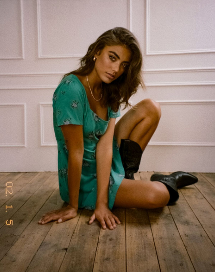 Image of Peky Babydoll Dress in Soi Rose Green