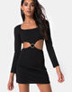 Image of Tashi Bodycon Dress in Black with Diamante Ring Black