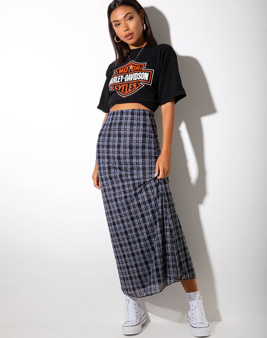 Image of Sayang Maxi Skirt in Inkblot Check Black and White