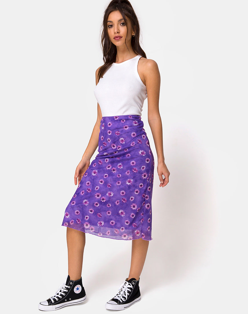 Image of Taura Midi Skirt in Daisy Daze Purple