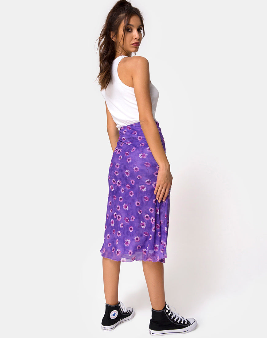 Image of Taura Midi Skirt in Daisy Daze Purple