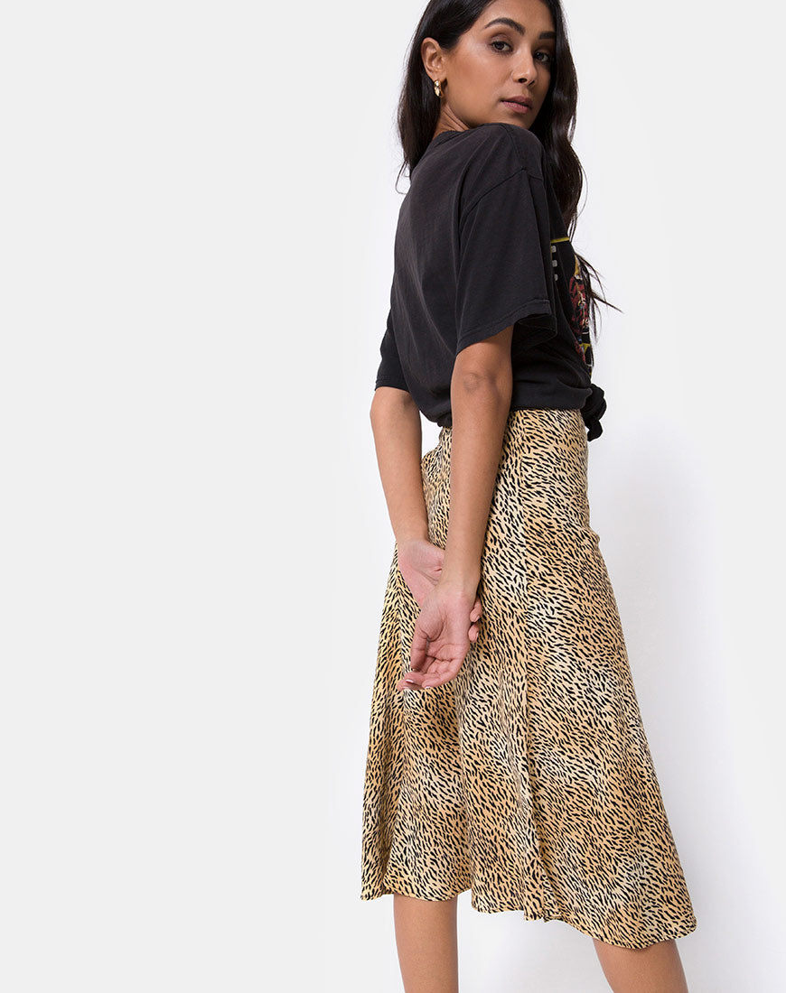 Image of Tauri Midi Skirt in Mini Tiger Brown