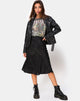 Image of Tauri Midi Skirt in Satin Rose Black