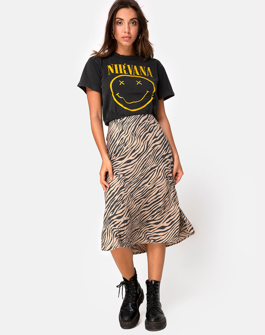 Image of Tauri Midi Skirt in 90s Zebra Taupe