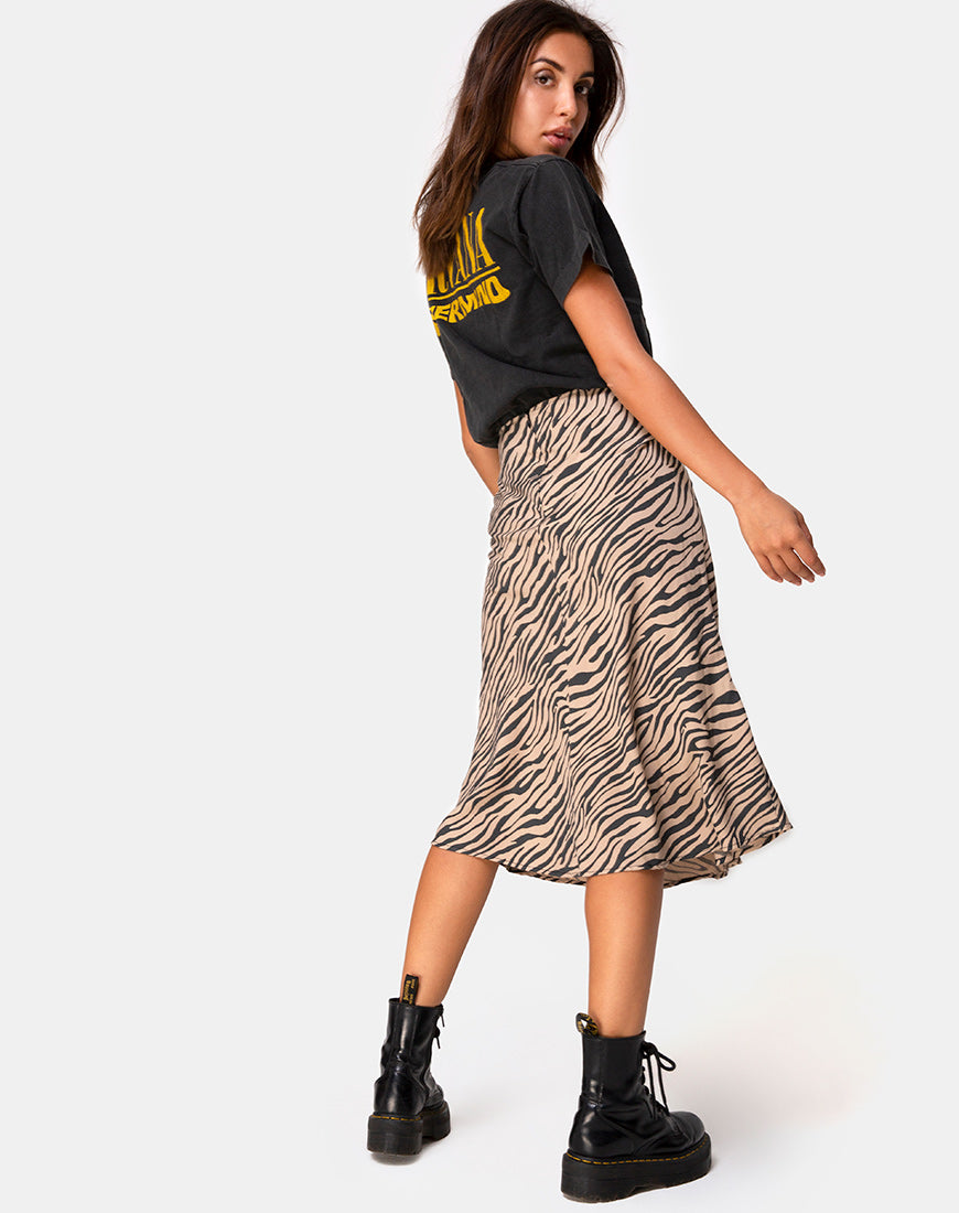 Image of Tauri Midi Skirt in 90s Zebra Taupe